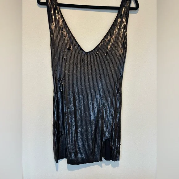 Free People Intimately Black Sequin Mini Dress 12 - Picture 3 of 9